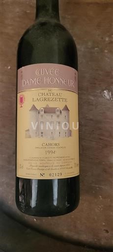 Lounais-Ranska Cahors Château Lagrezette Dame Honneur 1994