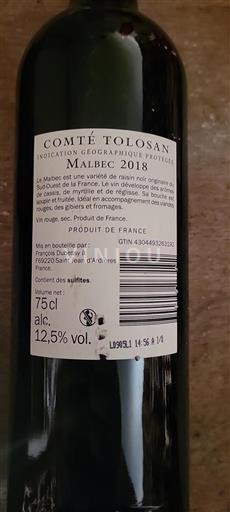 Sudoeste Comté tolosano Malbec 2018