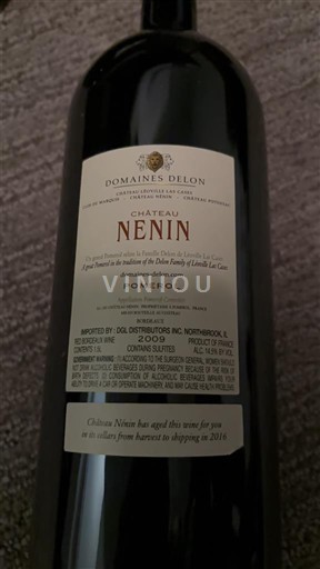 Bordeaux Pomerol Château Nénin 2009