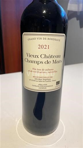 Bordeaux Castillon Côtes de Bordeaux Grand Cru Château Vieux Champs De Mars 2021