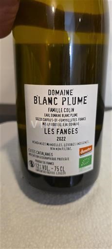 Languedoc and Roussillon Côtes Catalanes Domaine Blanc Plume Les Fanges 2022