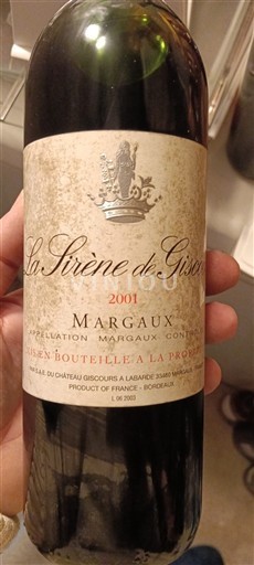 Bordeaux Margaux Grand Cru Château Giscours La Sirène de Giscours 2001