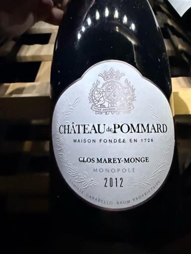 Burgundsko Pommard Grand Cru Château Pommard Morey Monge 2012