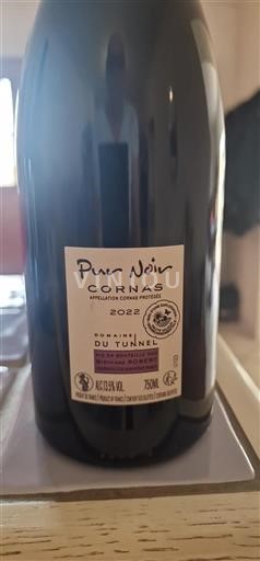 Vin Rouge sec Pur Noir Domaine Tunnel 2022 France Vallée du Rhône Cornas AOC
