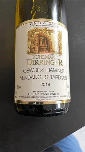 Elsass Nicht spezifiziert Ruhlmann Dirringer Vendanges Tardives 2018
