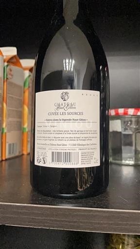 Vin Rouge sec Cuvée Les Sources Château Haut Gléon 2020 France Languedoc Corbières AOC