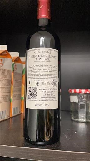 Vin Rouge sec Château Grand Moulinet 2022 France Bordeaux Pomerol AOC