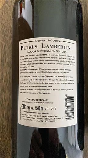 Bordeaux Côtes-de-Bordeaux Pétrus Lambertini 2020