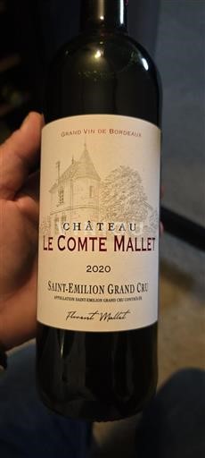 Bordeaux Saint-Émilion Grand Cru Grand Cru Château Le Comte Mallet 2020