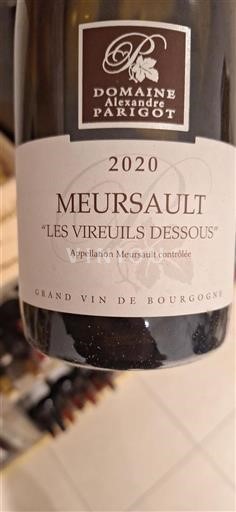 Burgundsko Meursault Domaine Alexandre Parigot Les Vireuils Dessous 2020
