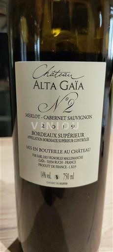 Bordeaux Bordeaux supérieur Château Alta Gaia N°2 2019