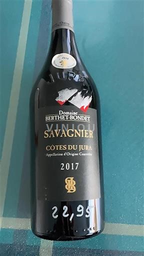 Jura Côtes du Jura Domaine Berthetbondet Savagnier 2017