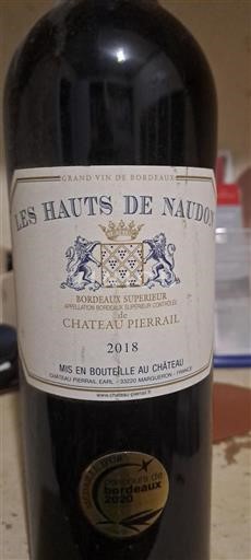 Bordeaux Bordeaux supérieur Château Pierrail Les Hauts de Naudon 2018