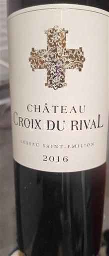 Bordéus Lussac-Saint-Émilion Château Croix Du Rival 2016