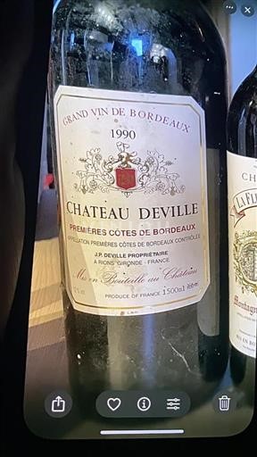 Burdeos Primeras Colinas de Burdeos Château Deville 1990
