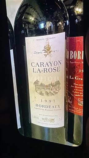 Vin Rouge sec Carayon La-Rose 1997 France Bordeaux AOC
