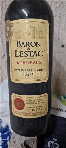 Bordeaux Nicht spezifiziert Baron De Lestac Élevé en Fûts de Chêne 2012