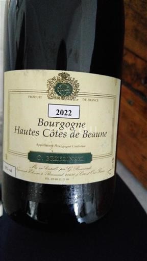Bourgogne Hautes Côtes de beaune Grand Cru G. Brzezinski 2022