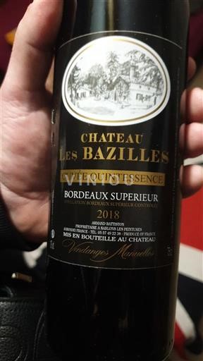 Bordo Bordo superior Château Les Bazilles Quintessence 2018