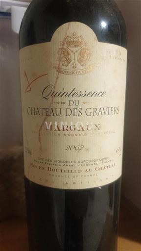 Vin Rouge sec Quintessence Château Des Graviers 2002 France Bordeaux Margaux AOC