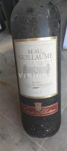 Vin Rouge sec Cuvée Sélection Beau Guillaume 2010 France Bordeaux Blaye-côtes-de-bordeaux AOC