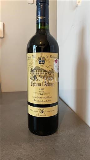 Vin Rouge sec Cuv%c3%a9e Marie-Madeleine Château L'Abbaye 2018 France Bordeaux Blaye-côtes-de-bordeaux AOC Grand Cru