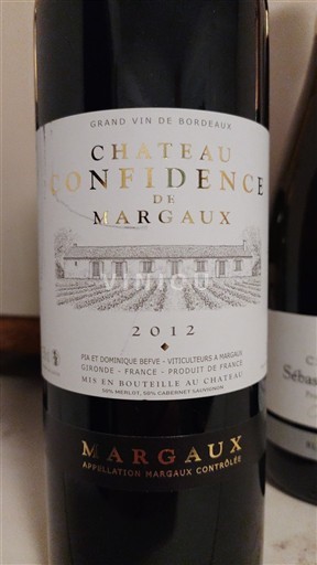 Bordeaux Margaux Château Confidence De Margaux 2012