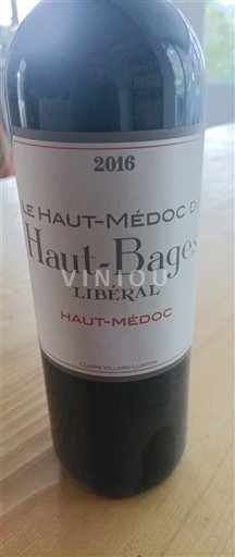 Bordeaux Haut-Médoc Château Hautbages Libéral Le Haut-Médoc de Haut-Bages Libéral 2016