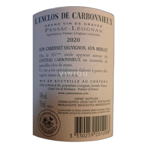 Bordeaux Pessac-Léognan Château Carbonnieux L'Enclos de Carbonnieux 2020