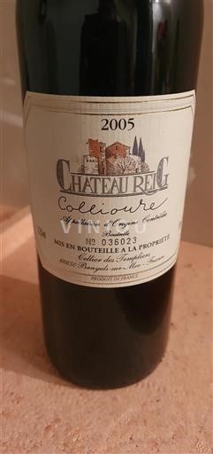 Vin Rouge sec Château Reig 2005 France Roussillon Collioure AOC