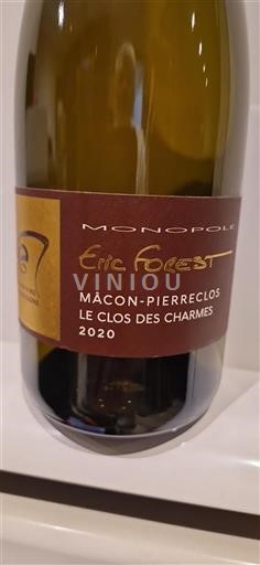 Burgundi Mâcon ja Mâcon-kylät Domaine Eric Forest Le Clos des Charmes 2020