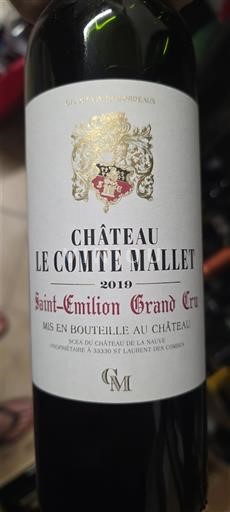 Bordeaux Saint-Émilion Grand Cru Grand Cru Château Le Comte Mallet 2019