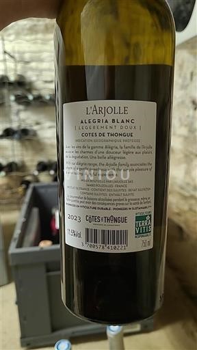 Languedoc und Roussillon Côtes de Thongue Domaine L'arjolle Alegria Blanc (Légèrement Doux) 2023