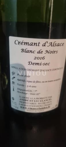Alsace Crémant d'Alsace André Et Lucas Ancel 2016
