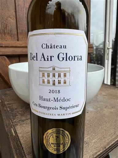 Burdeos Haut-Médoc Cru Bourgeois Supérieur Château Bel Air Gloria 2018