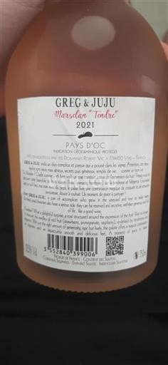 Languedoc-Roussillon Pays d'Oc Greg & Juju Marselan 'Tendre' 2021