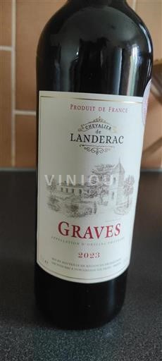 Vin Rouge sec Chevalier de Landerac 2023 France Bordeaux Graves AOC