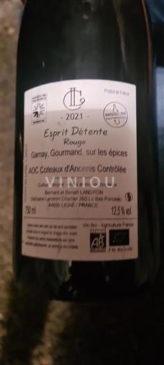 Thung lũng sông Loire Coteaux-d'ancenis Bernard Et Benoit Landron Esprit Détente 2021