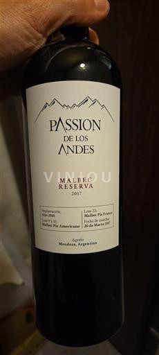 Mendoza Ikke specificeret Passion De Los Andes Reserva 2017