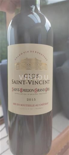 Bordeaux Saint-Émilion Grand Cru Grand Cru Clos Saintvincent 2015