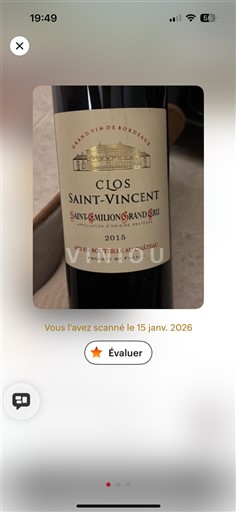 Bordeaux Saint-Émilion Grand Cru Grand Cru Clos Saintvincent 2015