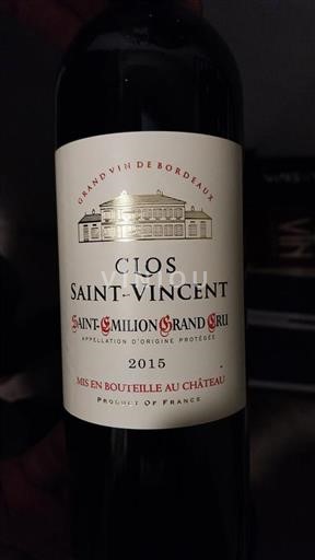 Bordeaux Saint-Émilion Grand Cru Grand Cru Clos Saintvincent 2015