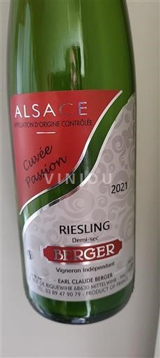 Alsacia Riesling Berger Passion 2021