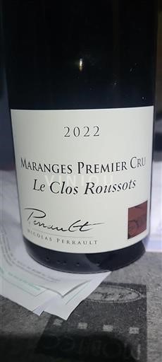 Vin Rouge sec Le Clos Roussots Nicolas Perrault 2022 France Bourgogne Maranges AOC Premier Cru