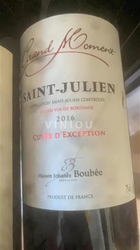 Burdeos Saint-Julien Grand Cru Maison Johanes Boubée Grand Moment 2016