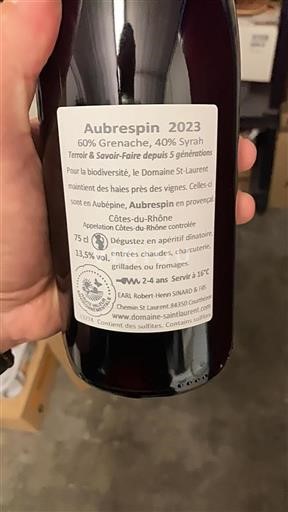 Valle del Ródano Côtes del Ródano Domaine Stlaurent Aubrespin 2023