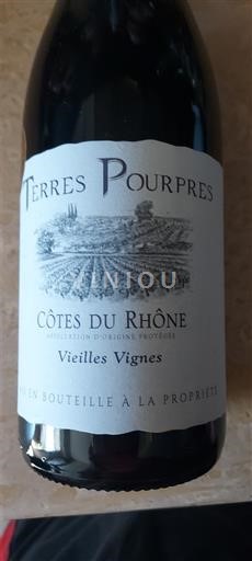 Rhônen laakso Côtes-du-rhône Terres Pourpres Vieilles Vignes Ei vuosikertaa