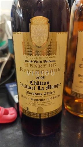 Burdeos Bordeaux clairet Vaillart La Mongie Henry de Bellegarde 2008