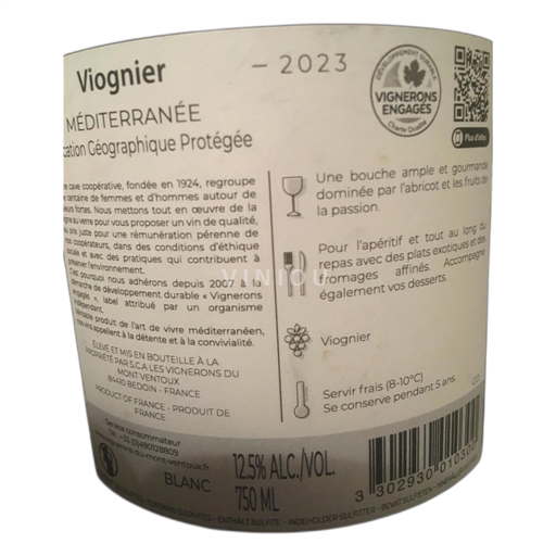 Valle del Rodano Ventoux Les Vignerons Du Mont Ventoux Viognier 2023