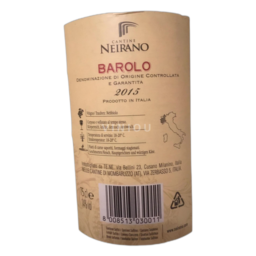 Piamonte Barolo Cantine Neirano 2015